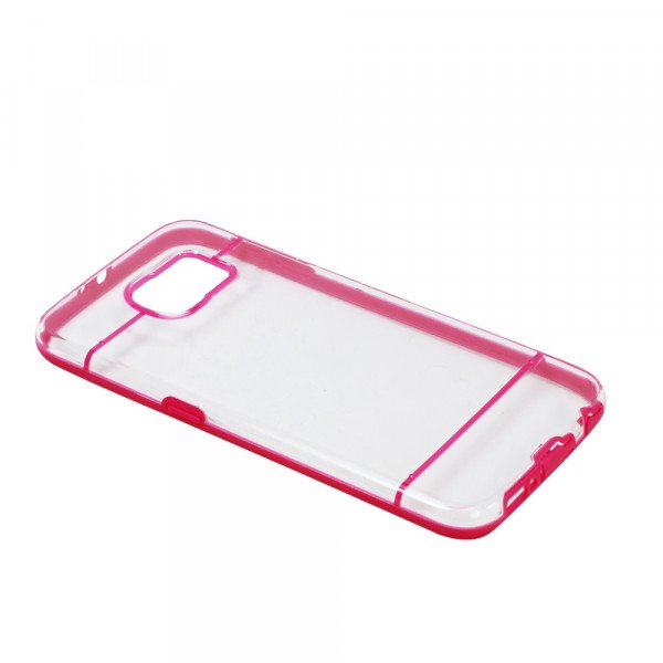 Wholesale Samsung Galaxy S6 Transparent Gummy Hybrid Case (Hot Pink)